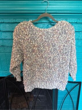 Dimensions Multicolor Three Quarter Sleeve Sweater - Lavender & Cream